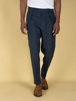 Pantalone Chiaia in Lino - Blu Navy