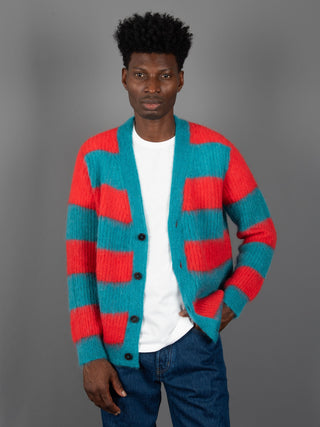 Maglia Cardigan Righe - Pavone