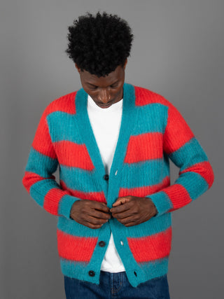 Maglia Cardigan Righe - Pavone
