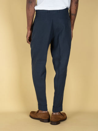 Pantalone Chiaia in Lino - Blu Navy