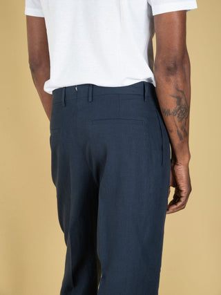Pantalone Chiaia in Lino - Blu Navy