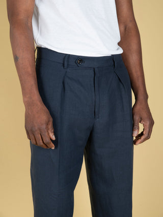 Pantalone Chiaia in Lino - Blu Navy