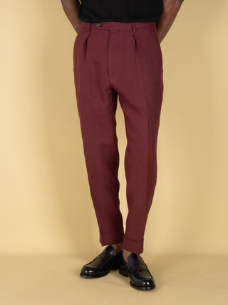 Pantalone Chiaia in Lino - Borgogna