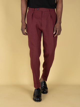 Pantalone Chiaia in Lino - Borgogna