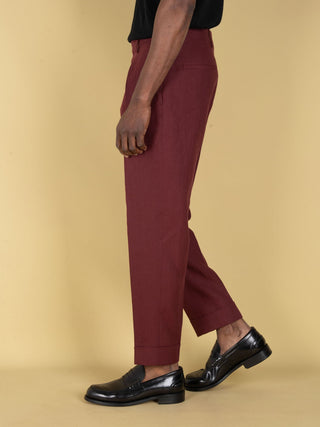 Pantalone Chiaia in Lino - Borgogna