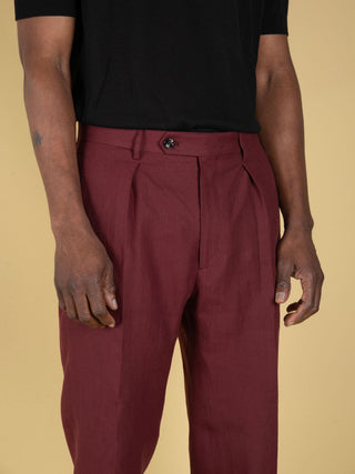Pantalone Chiaia in Lino - Borgogna