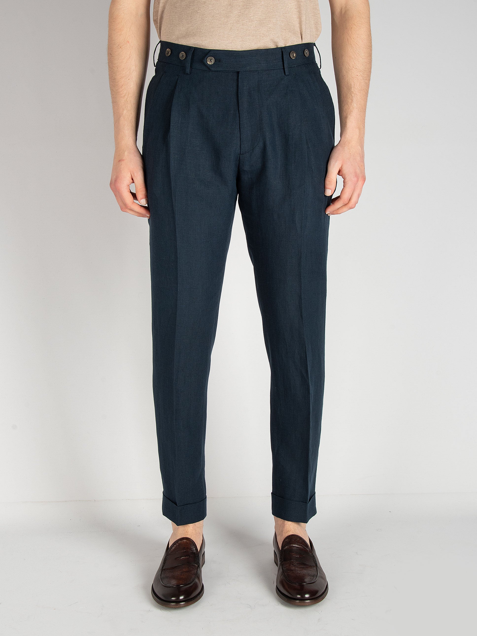 Pantalone Barber Lino - Blu