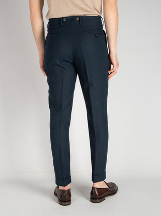Pantalone Barber Lino - Blu