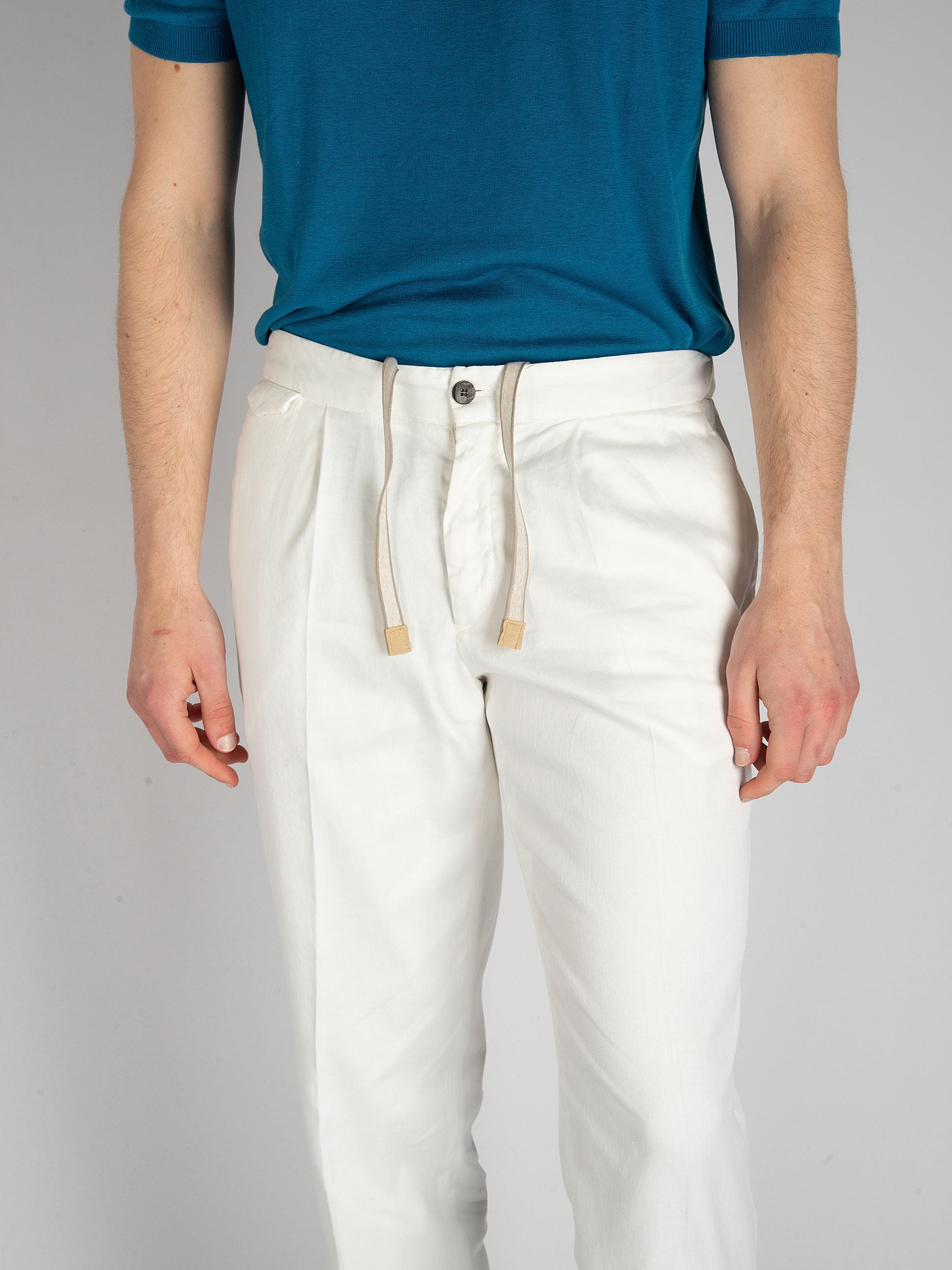 Pantalone DVR14 Cotone Llino - Bianco
