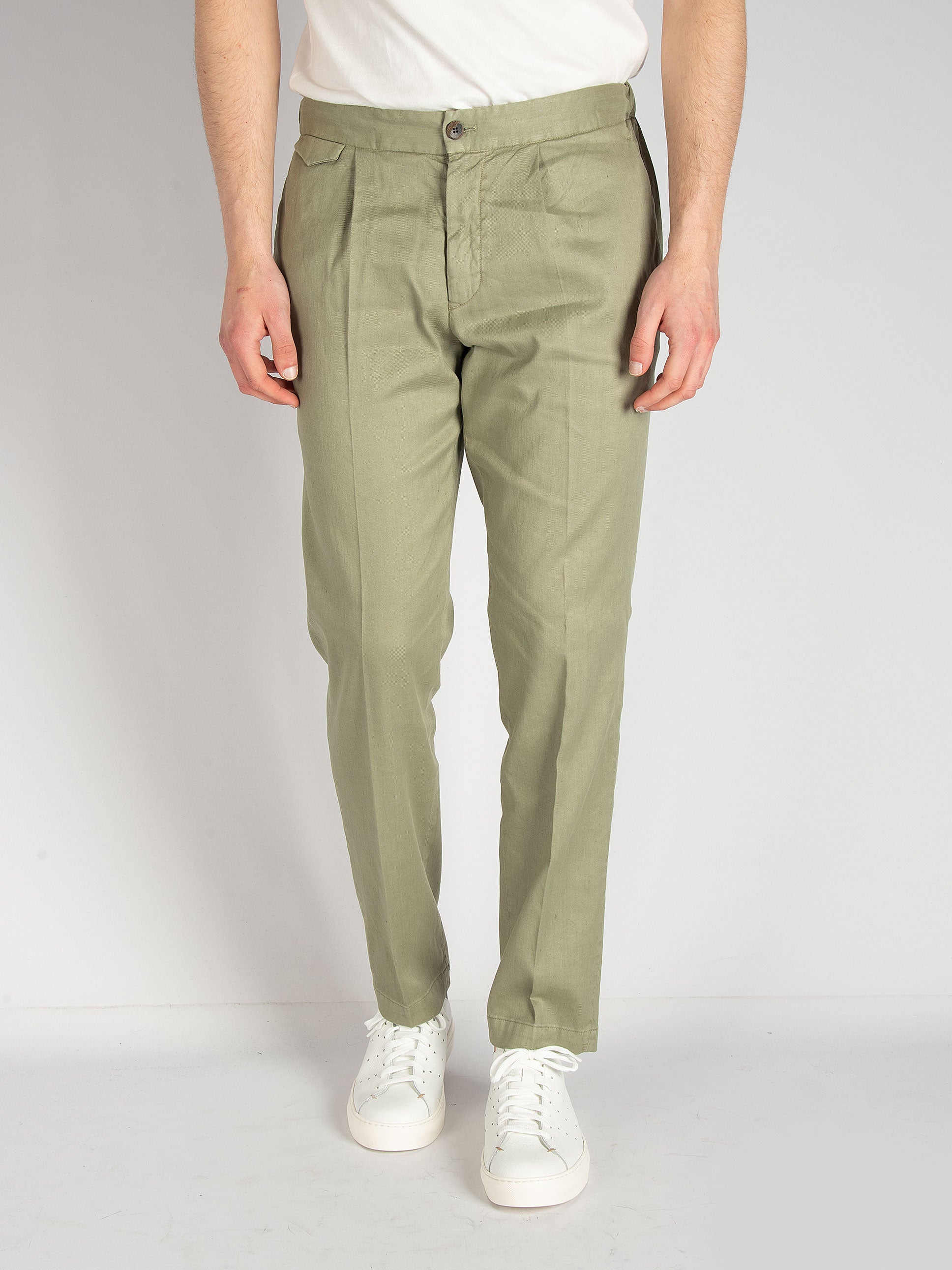 Pantalone DVR14 Cotone Lino - Verde Salvia