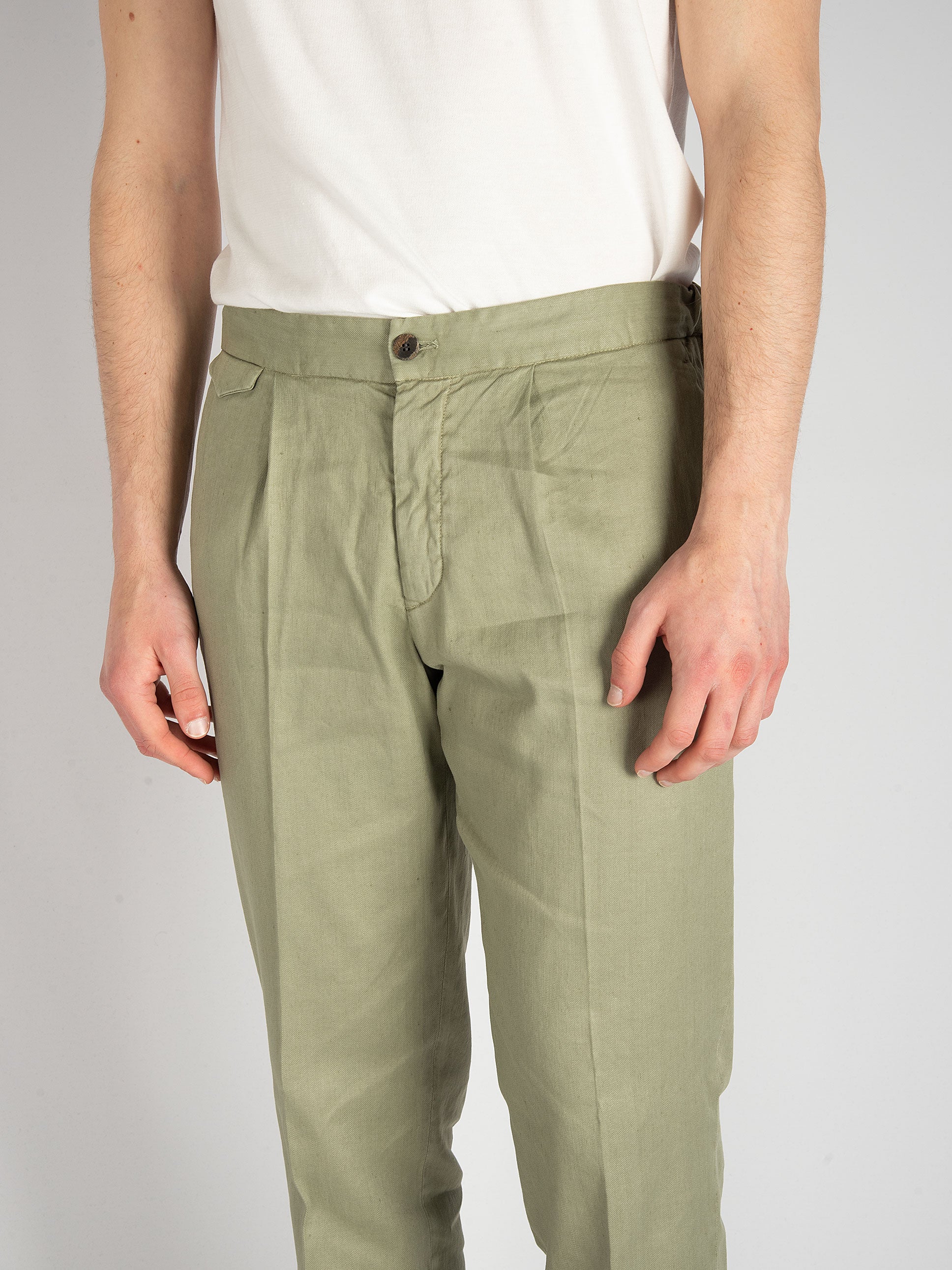 Pantalone DVR14 Cotone Lino - Verde Salvia
