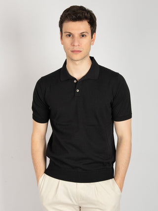 Polo in Filo di Cotone - Nero