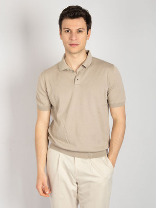 Polo in Filo di Cotone - Beige