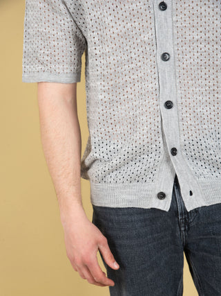 Camicia Punto Texture Mouliné - Grigio