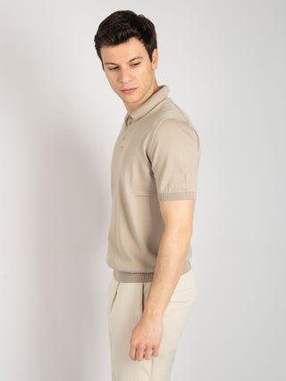 Polo in Filo di Cotone - Beige