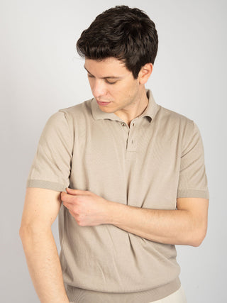 Polo in Filo di Cotone - Beige