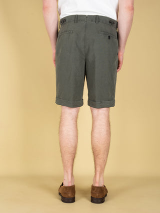 Bermuda in Lyocell e Lino - Verde Militare