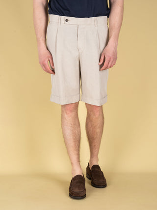 Bermuda in Lyocell e Lino - Beige