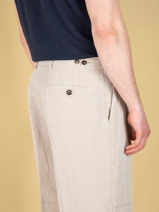 Bermuda in Lyocell e Lino - Beige