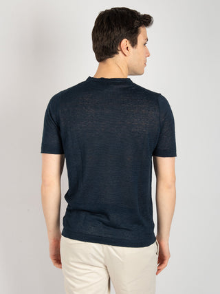 Maglia Rotolino in Lino - Blu