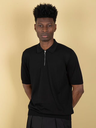 Polo con Zip - Nero
