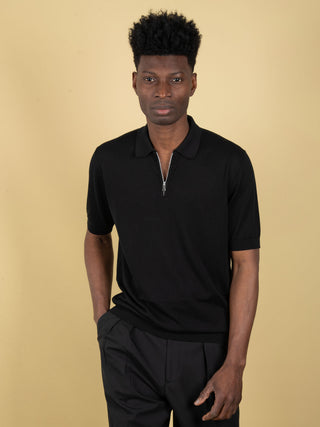 Polo con Zip - Nero