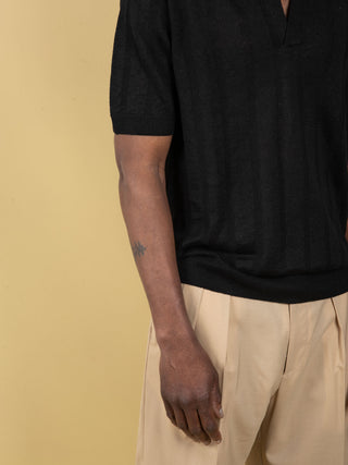 Polo in Lino - Nero