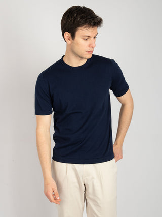 Maglia in Filo Di Cotone - Blu Navy