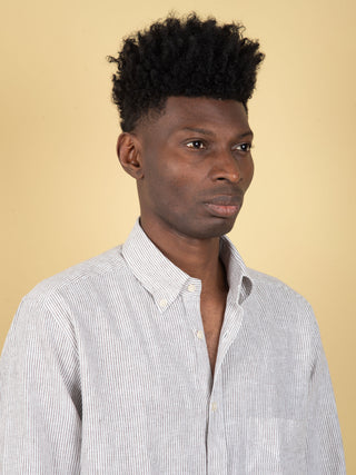 Camicia in Lino - Bianco/Marrone