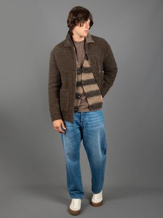 Maglia Cardigan Righe - Mogano