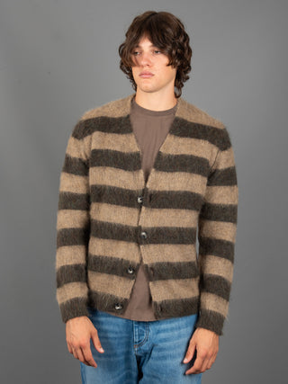 Maglia Cardigan Righe - Mogano