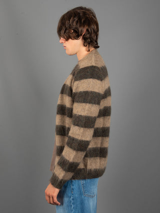Maglia Cardigan Righe - Mogano