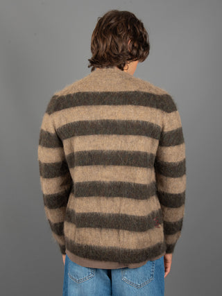 Maglia Cardigan Righe - Mogano