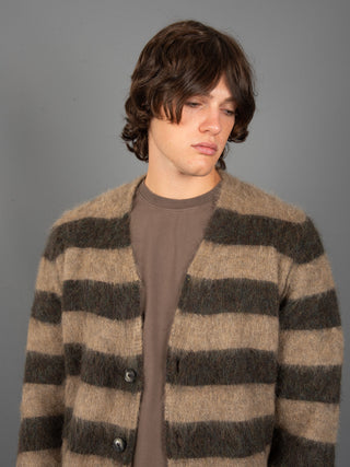 Maglia Cardigan Righe - Mogano