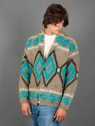 Maglia Cardigan Etnica - Turchese