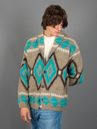 Maglia Cardigan Etnica - Turchese