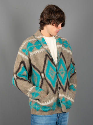 Maglia Cardigan Etnica - Turchese