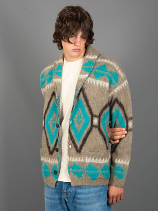 Maglia Cardigan Etnica - Turchese
