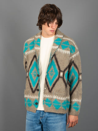 Maglia Cardigan Etnica - Turchese