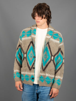 Maglia Cardigan Etnica - Turchese
