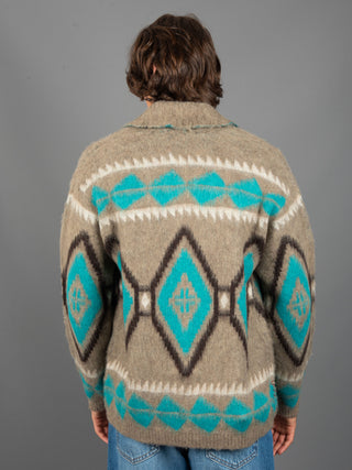 Maglia Cardigan Etnica - Turchese