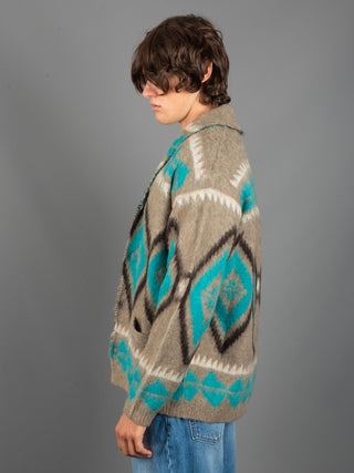 Maglia Cardigan Etnica - Turchese