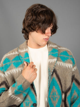 Maglia Cardigan Etnica - Turchese