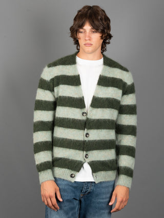 Maglia Cardigan Righe - Acqua