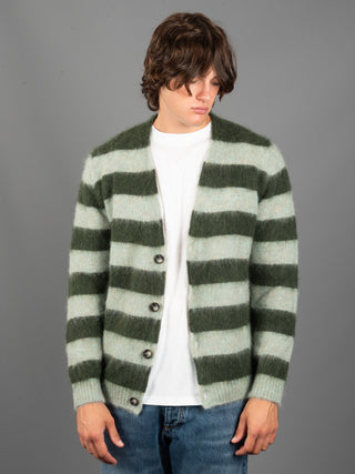 Maglia Cardigan Righe - Acqua