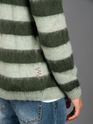 Maglia Cardigan Righe - Acqua