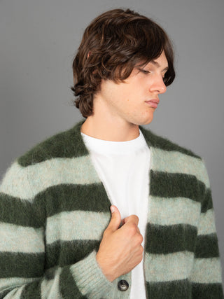 Maglia Cardigan Righe - Acqua