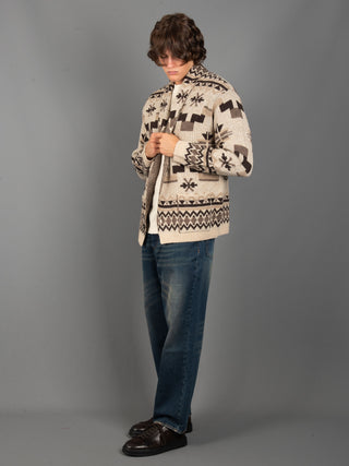 Maglia Cardigan Etnica - Avorio