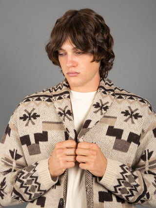 Maglia Cardigan Etnica - Avorio