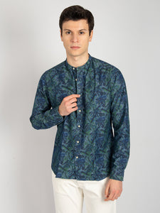 Camicia Coreana Tropical - Blu